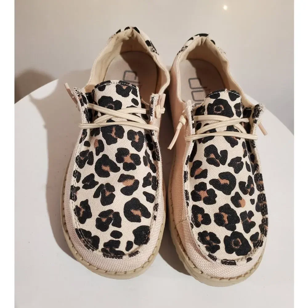 Hey Dude Wendy Funk Leo Safari Lace Up Slip On Canvas Comfort Shoes Womens 6 - Picture 2 of 10